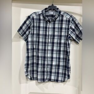 Columbia Men's Blue and White Plaid Button Down Shirt